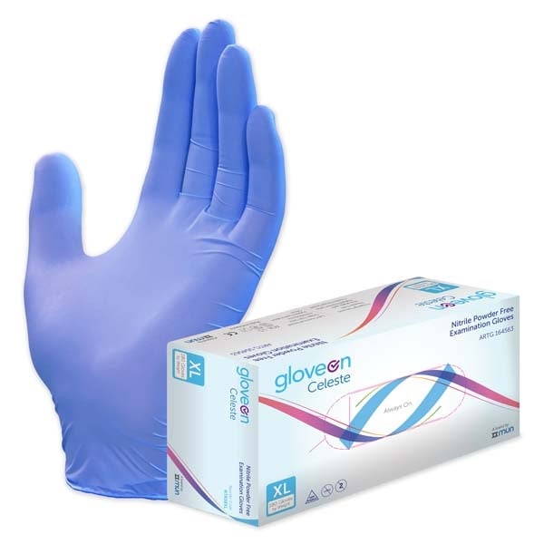 GloveOn® Celeste Nitrile Examination Gloves - Extra Large (XL) / Box or Carton
