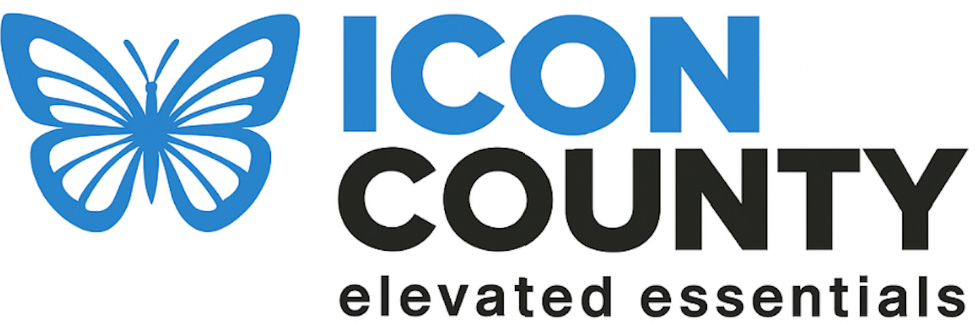 Icon County Logo with blue butterfly icon